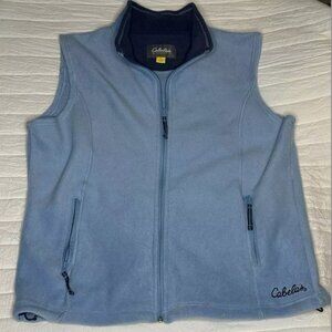 Cabela's Women's Fleece Vest Large Blue Full Zip Outdoors Fishing